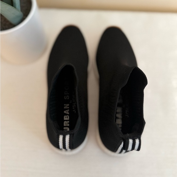 J/SLIDES Urban Sport Black Knit Stretch Slip In Sneakers - Picture 7 of 13